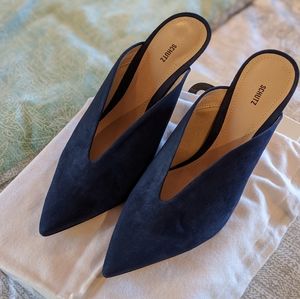 Schutz Astromelia dark blue suede mules 8.5